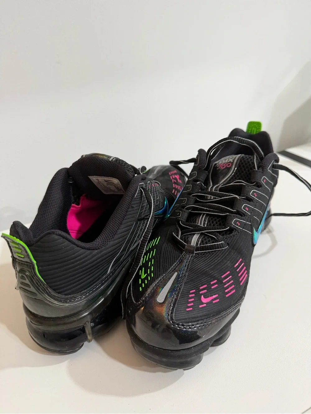 Nike Black Sneakers with Neon Green and Pink Accents